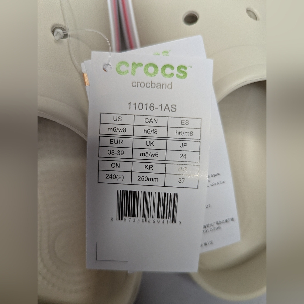 NWT Crocs Stucco / Melon Unisex Crocband Clog Sandals Size M6 / W8 - Picture 4 of 9